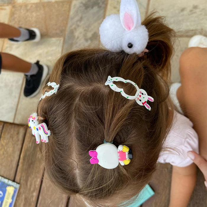 30Pcs/Lot Cute Rabbit Hair Band Clips Mini Flower Bows