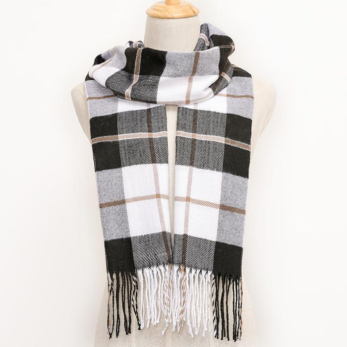 Winter Tassel Lattice Warm Scarves