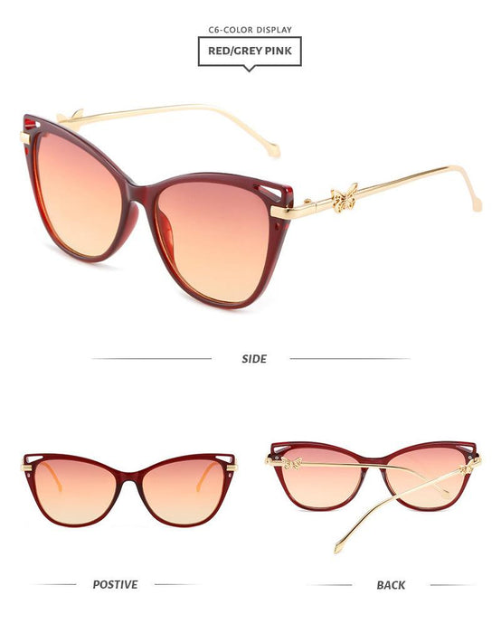 Cat Eye Sunglasses personality butterfly metal sunglasses