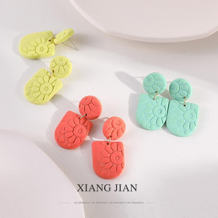 New Sunflower Exaggerated Clay Soft Pottery Earrings