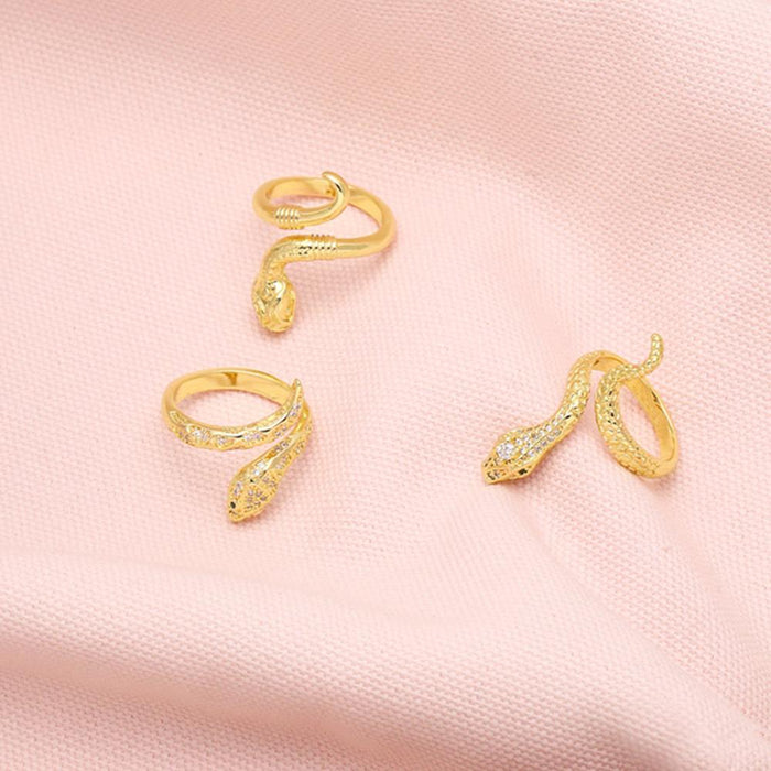 Vintage Snake Ring with Diamond Inlay