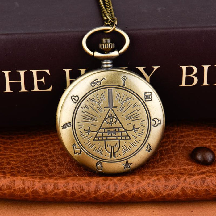 Vintage Bronze Star Symbol Quartz Pocket Watch Ll3702