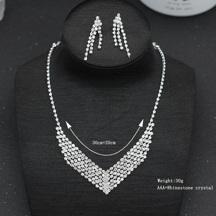 New Simple Female Jewelry Necklace Earring Two Piece Suit