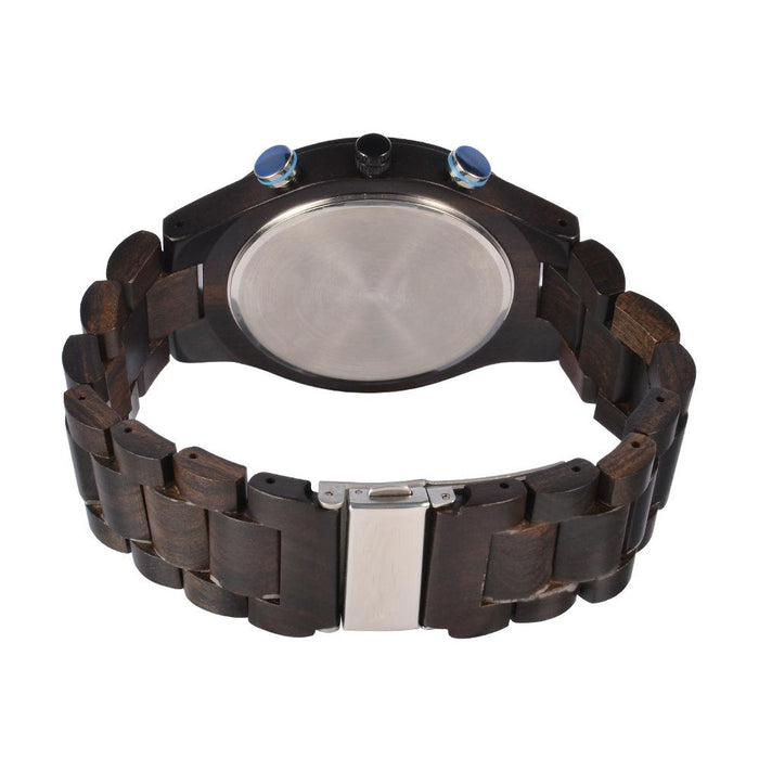 Classic Fashion Multifunctional Waterproof Three Eye Wooden Quartz Watch