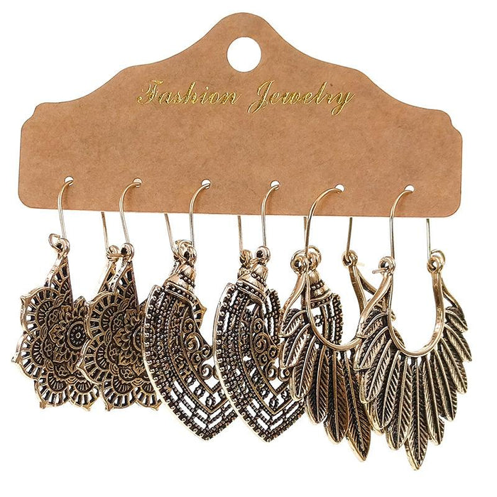 3 pairs/set Earrings Bohemian Style Jewelry X0X36197