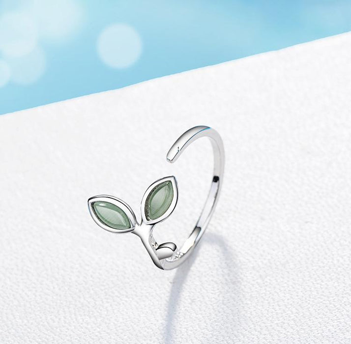 New Creative Green Leaf Women's Opening Ring