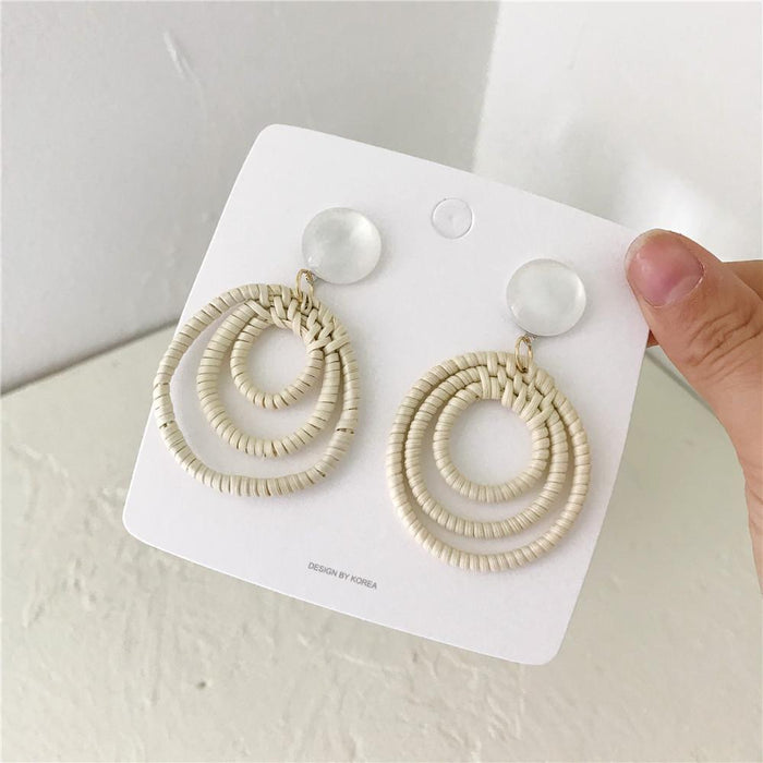 Bohemian Long Handmade Rattan Tassel Earrings