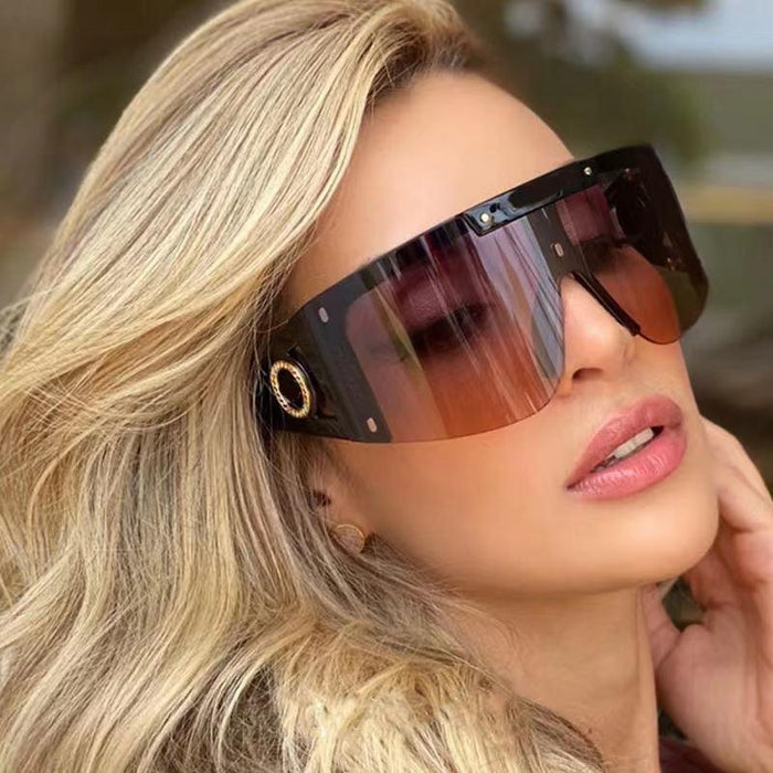 One piece half frame sunglasses