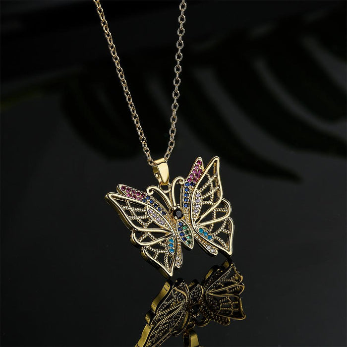 New Fashion Zircon Butterfly Pendant Necklace