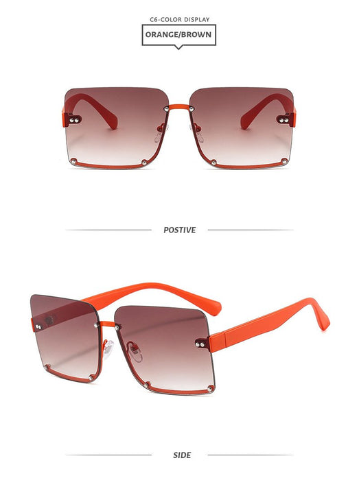 Half frame square Sunglasses Retro