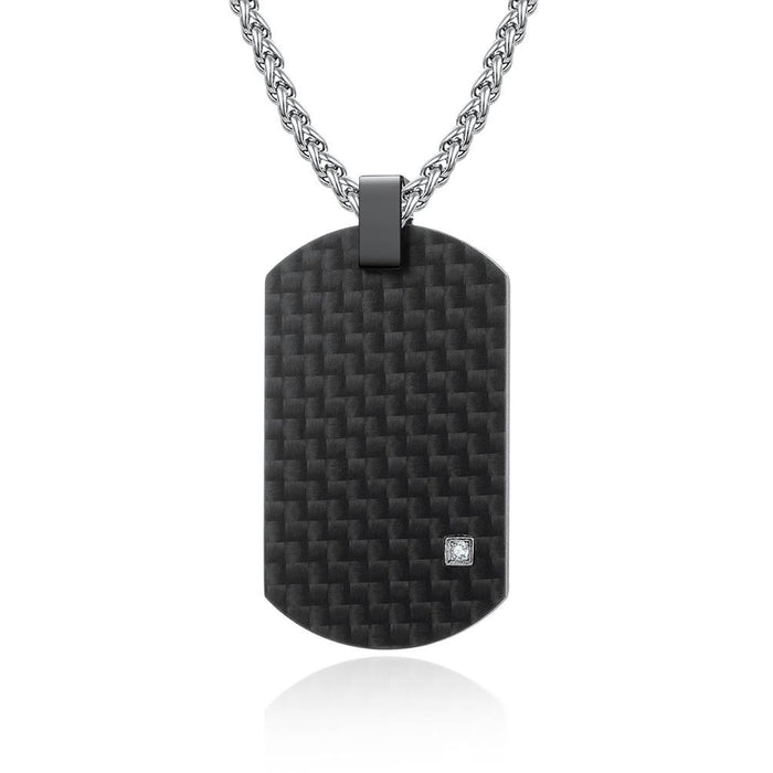 Solid Pure Carbon Stainless Steel Hangtag Retro Necklace