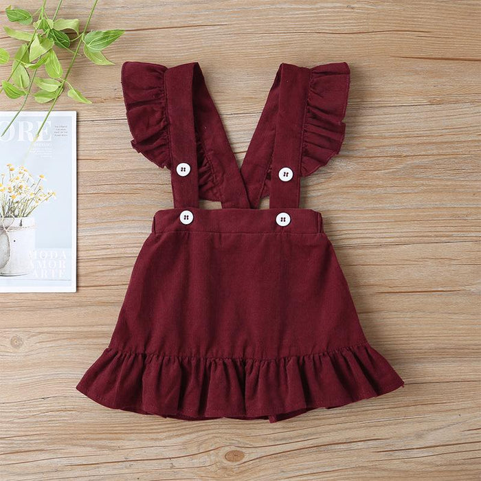 Baby Girl Skirt Set printed fashion suspender skirt two piece set