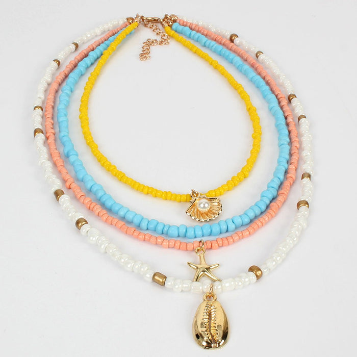 Female Exaggerated National Style Beaded Shell Starfish Necklace Accessories