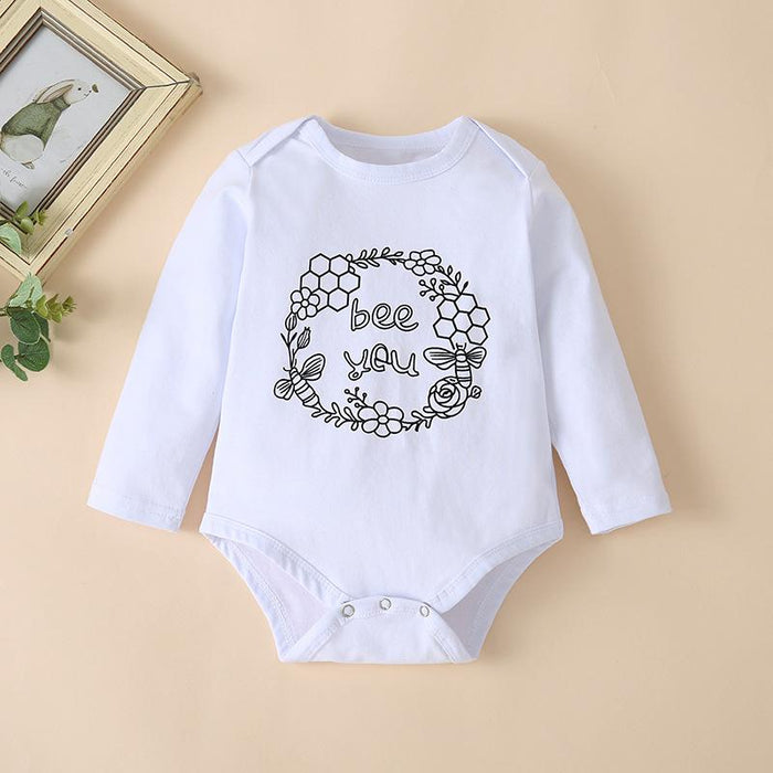 English cartoon printed three piece set for baby out wear