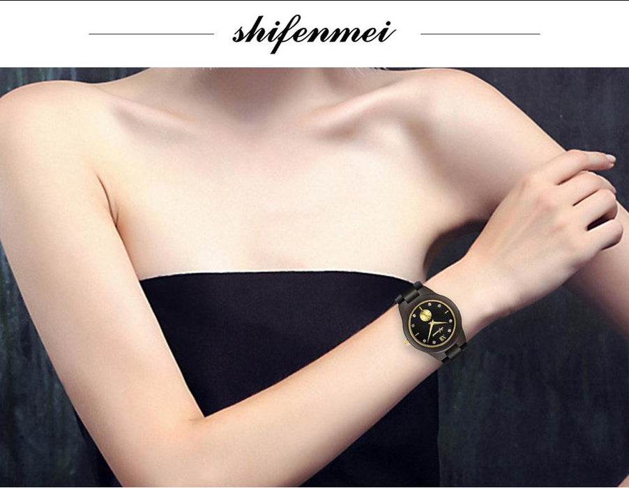 New Multifunctional Advanced Green Wood Quartz Watch