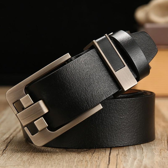 New Men's Leisure Business Retro Pinhole Buckle Leather Leather Belt
