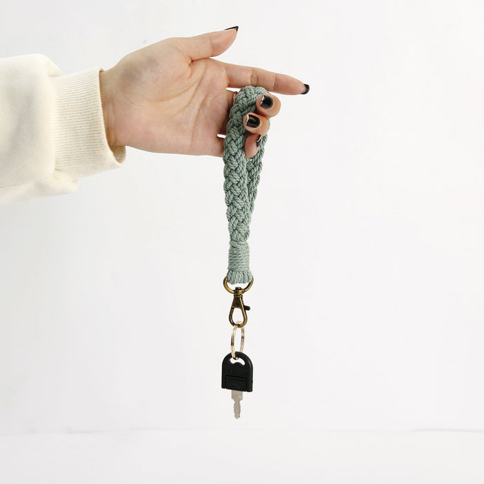 Hand woven cotton rope wristband key chain