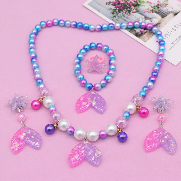 Children's Necklace Ocean Mermaid Cartoon Jewelry Set