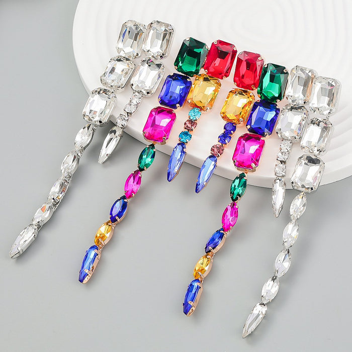 Women's Fashion Pendant Multicolor Rhinestone Earrings