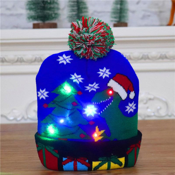 Christmas Decorations Adult Children's Luminous Knitted Hat