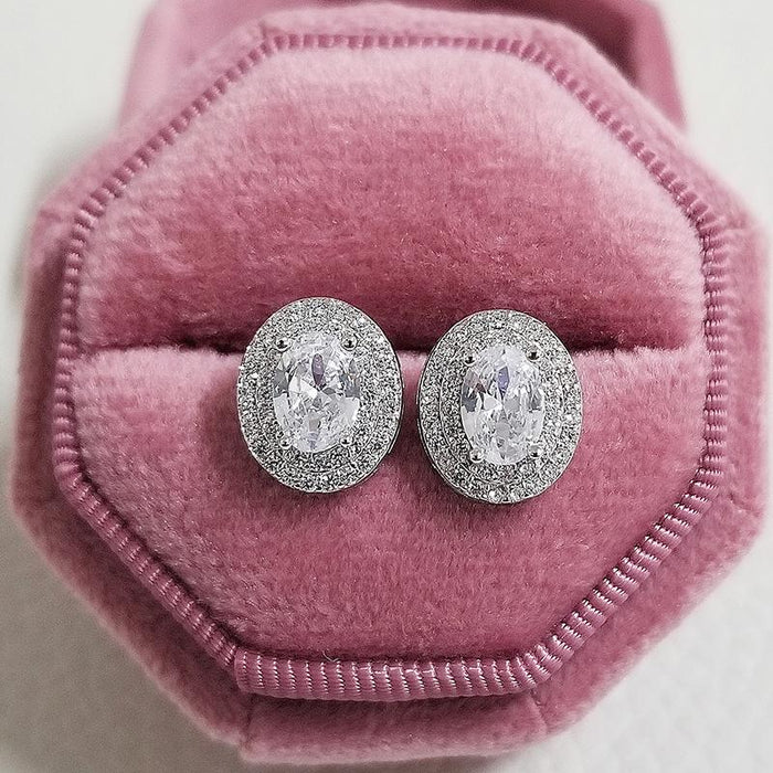 Silver Zircon Stud Pink Earings