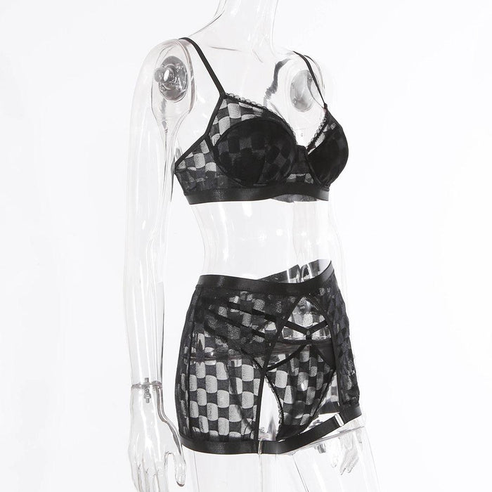 Sexy Lace Lingerie Three Piece Set Women Fashion Underwear