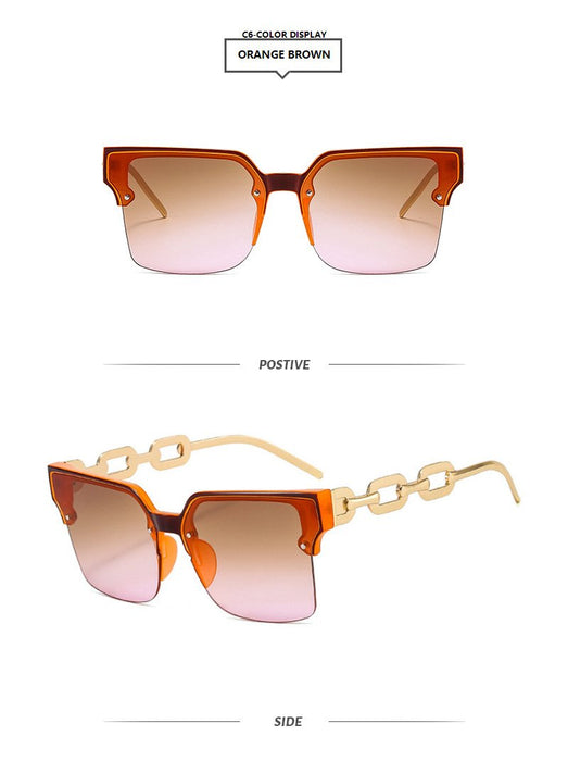 Half frame chain metal sunglasses