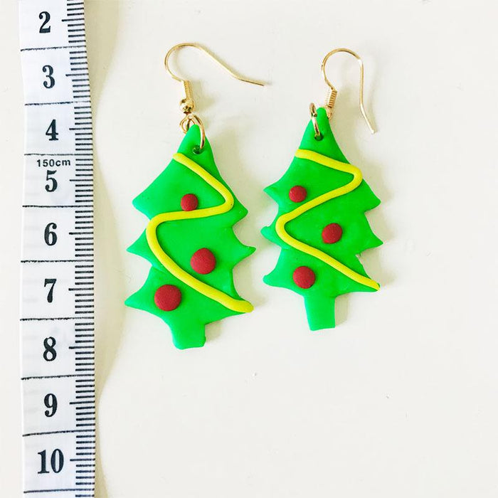 Green Handmade DIY Soft Clay Geometric Flower Earrings