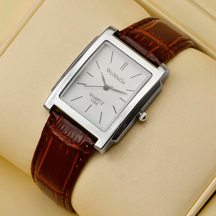 Men Watches Rectangle Quartz Leather Watches Elegant Wristwatch