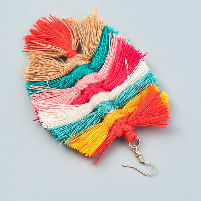 Women's Bohemian Style Hand Woven colour Matching Earrings