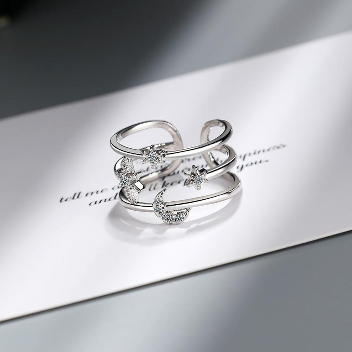 Fashion Niche Double-layer Star Moon Opening Ring
