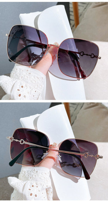 Polarizing sunglasses, square metal glasses