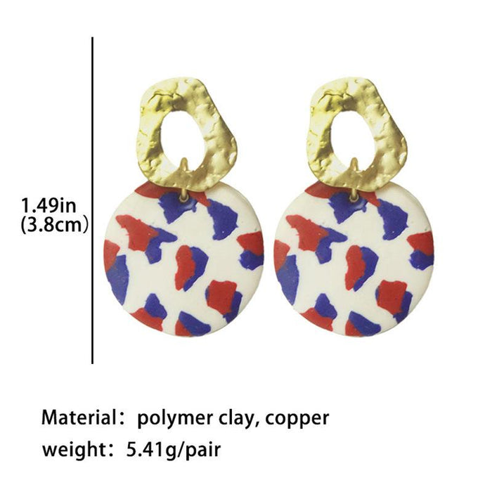 Peach Heart Flag Color Matching Unique Clay Earrings