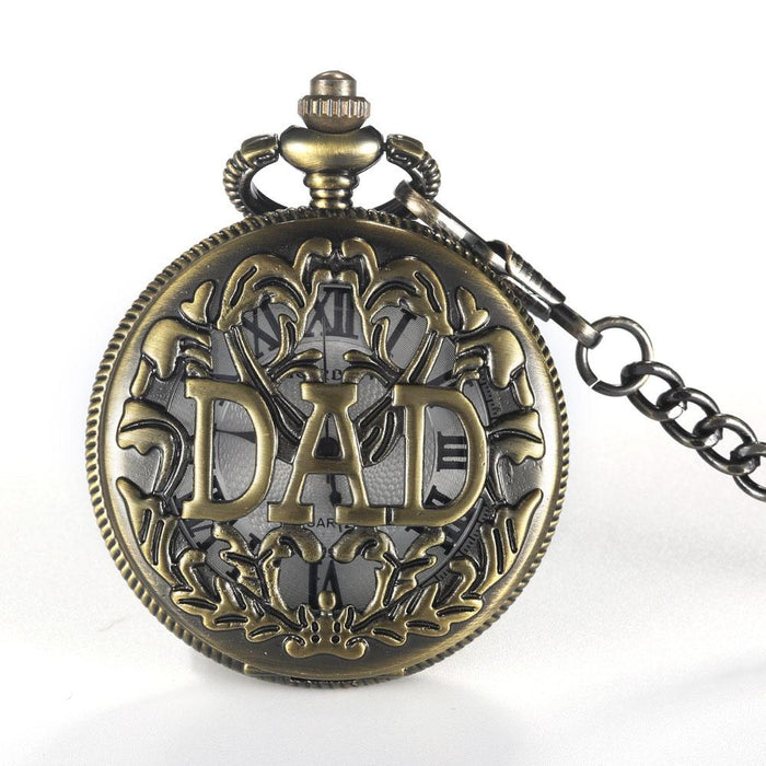 New Dad's Gifts Bronze Big Size DAD Men Male Pocket Watch With Chain