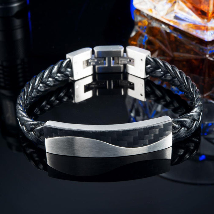 Men's Simple Carbon Fiber Titanium Steel Bracelet Jewelry