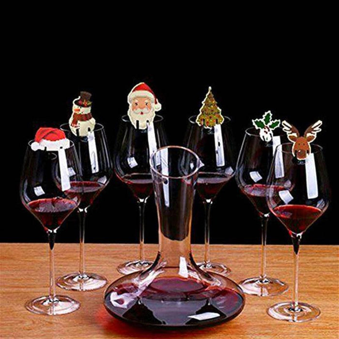 10pcs Wine Cup Card Christmas Decor Santa Hat Glass Decor