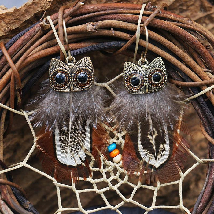 Fashionable Owl Feather Earrings