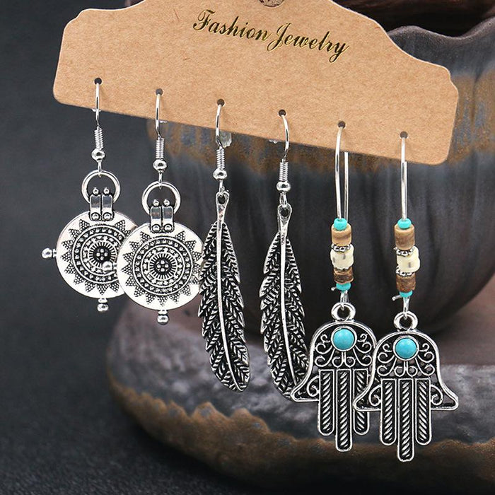 3 pairs/set Earrings Bohemian Style Jewelry X0X36196