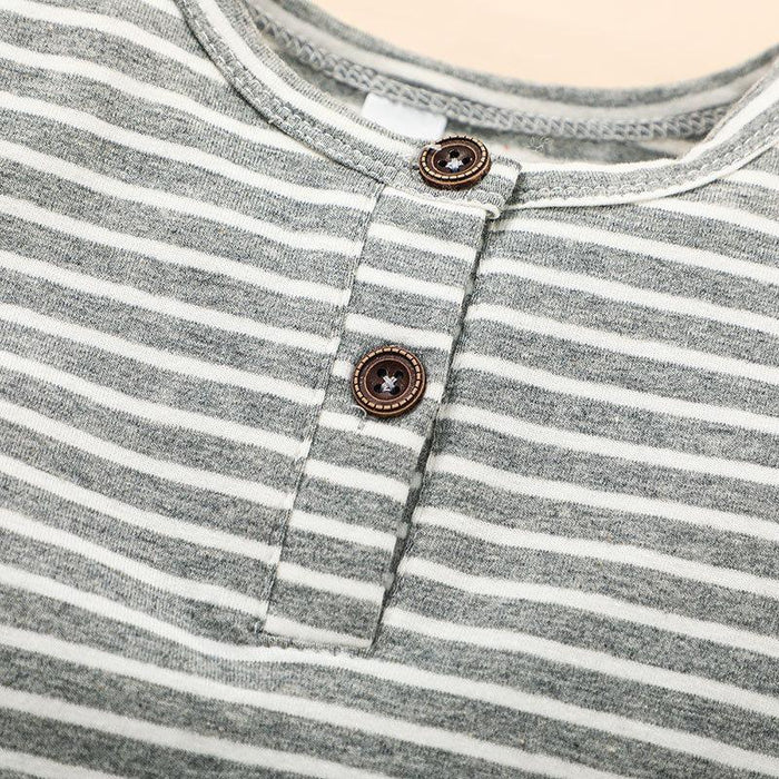 Summer Stripe Boys' Casual Short Sleeve T-Shirt Set