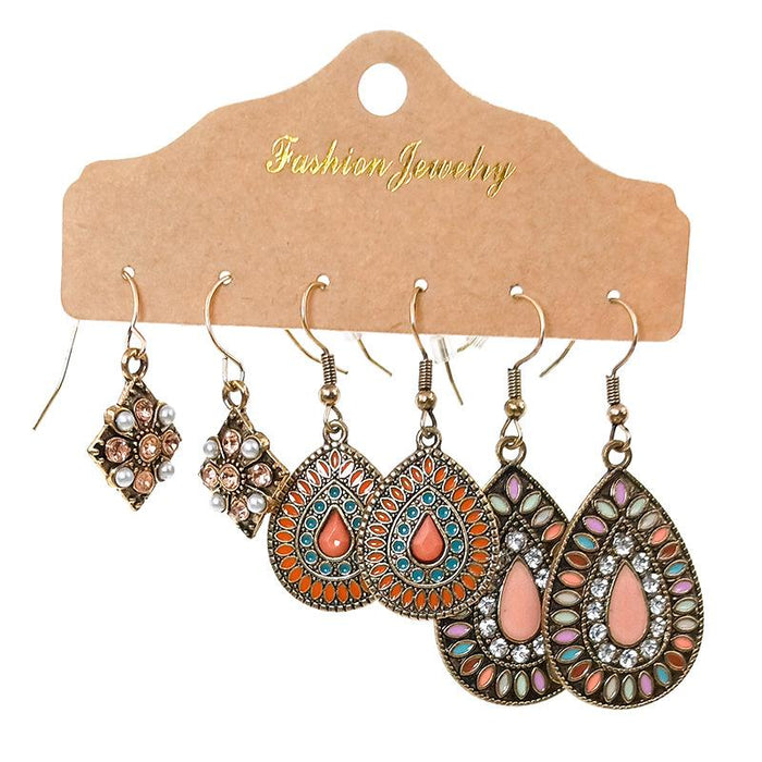 3 pairs/set Earrings Bohemian Style Jewelry X0X36195