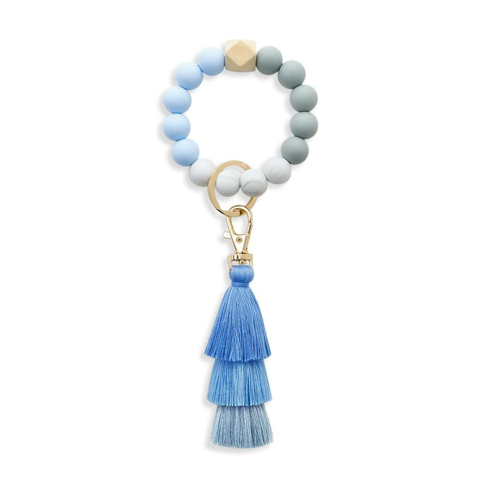 New Tassel Wood Bead Bracelet Silicone Bracelet Key Chain