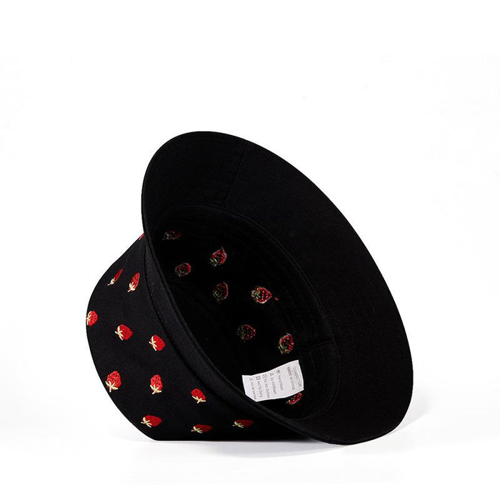 New Embroidered Strawberry Fisherman Hat Sun Visor