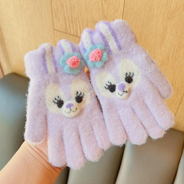 Winter Baby Sweet Cartoon Knitted Yarn Keep Warm Gloves