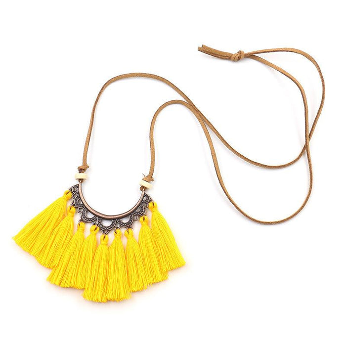 Women's Popular Creative Flower Retro Tassel Necklace