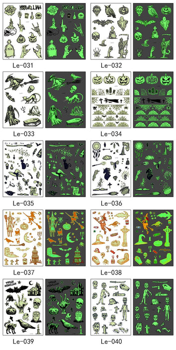 Multi-style Halloween Luminous Waterproof Disposable Funny Tattoo Stickers
