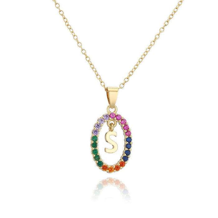 Ins Small Fresh 26 English Letter Zircon Pendant Necklace