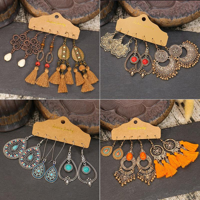 3 pairs/set Earrings Bohemian Style Jewelry X0X36219