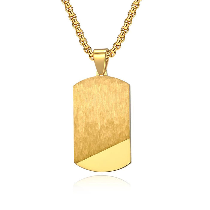 Men's Random Pattern Golden Stainless Steel Pendant Necklace
