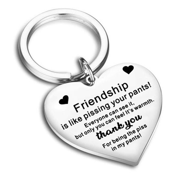 Stainless Steel Heart Friendship Engraved Letters Keychain