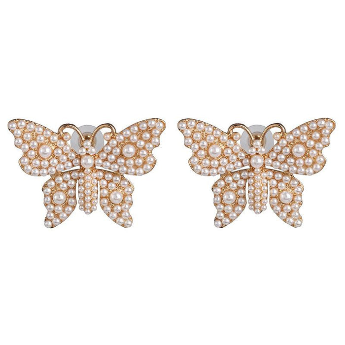 Women's Jewelry Fashion Retro Pearl Earrings Accessories Inlaid Rhinestone